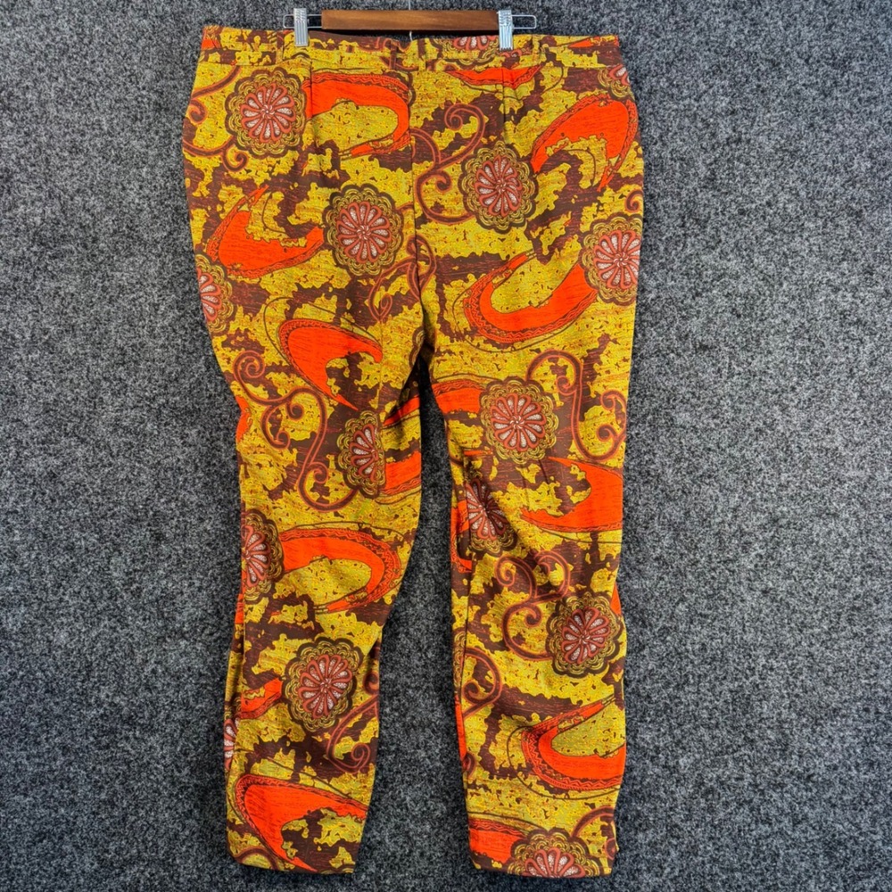 Ashley Stewart Tribal Meda Paisley Ankle Pants Plus Size‎ 24 Guacamole Green New - Picture 2 of 7
